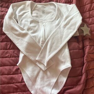 White Henley style good American bodysuit